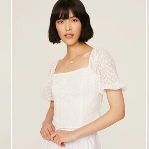 R-153. Louna Eyelet Sleeve Crop Top Size Medium